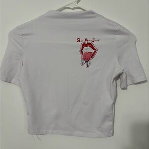 White turtle neck crop top